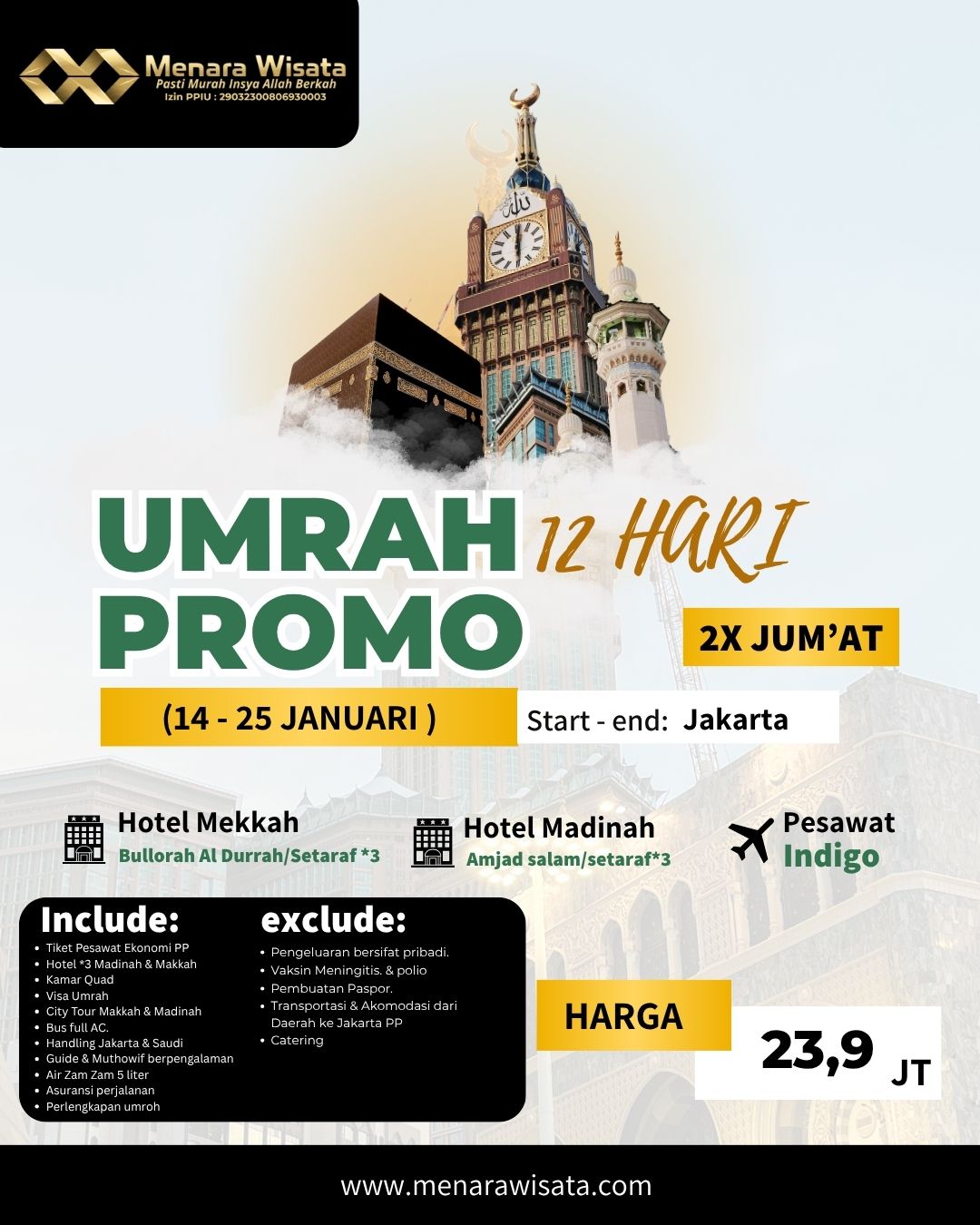 PROMO Paket Umroh Januari 2026 12 Hari