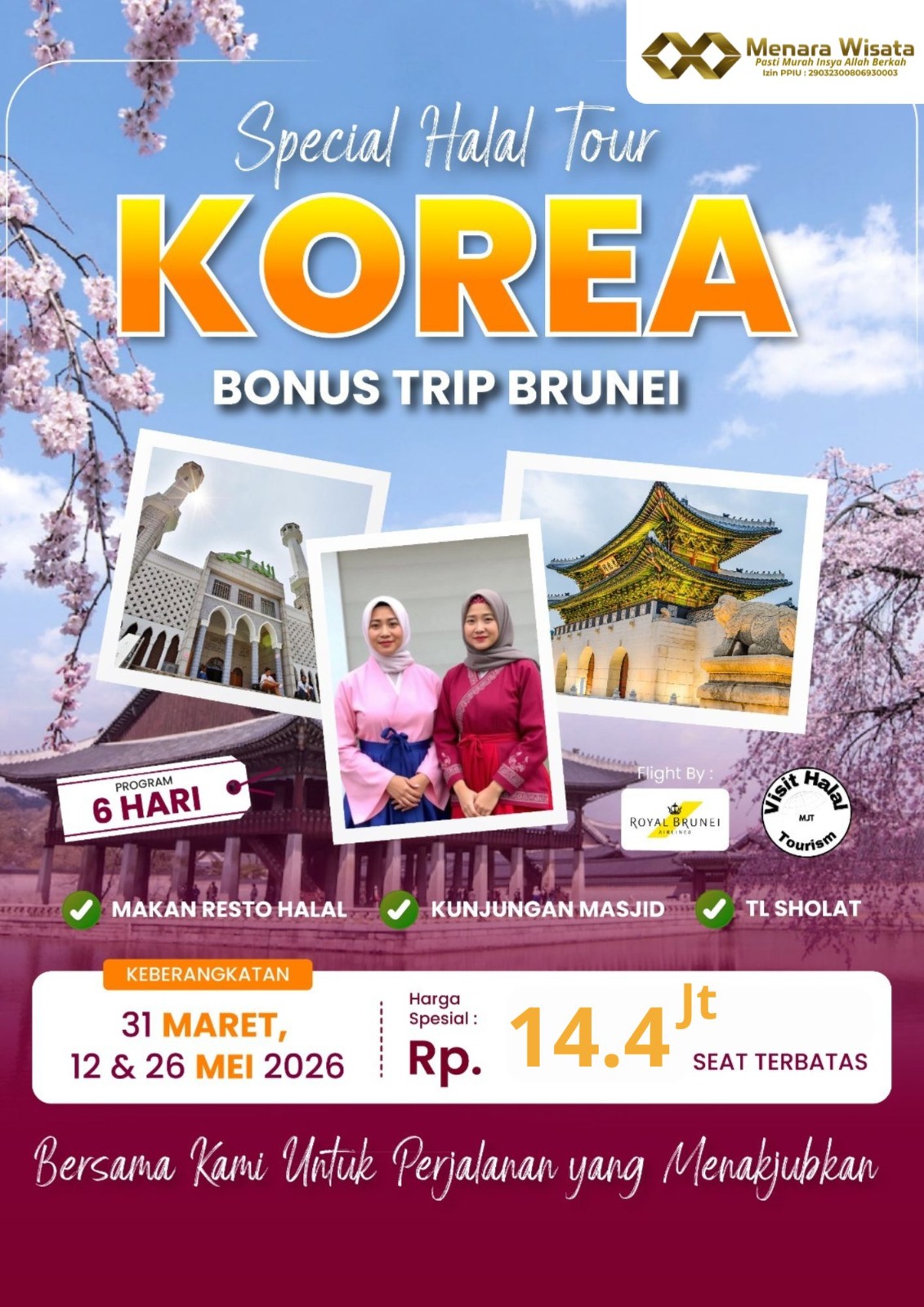 WISATA HALAL KOREA 6 HARI MARET & MEI 2026