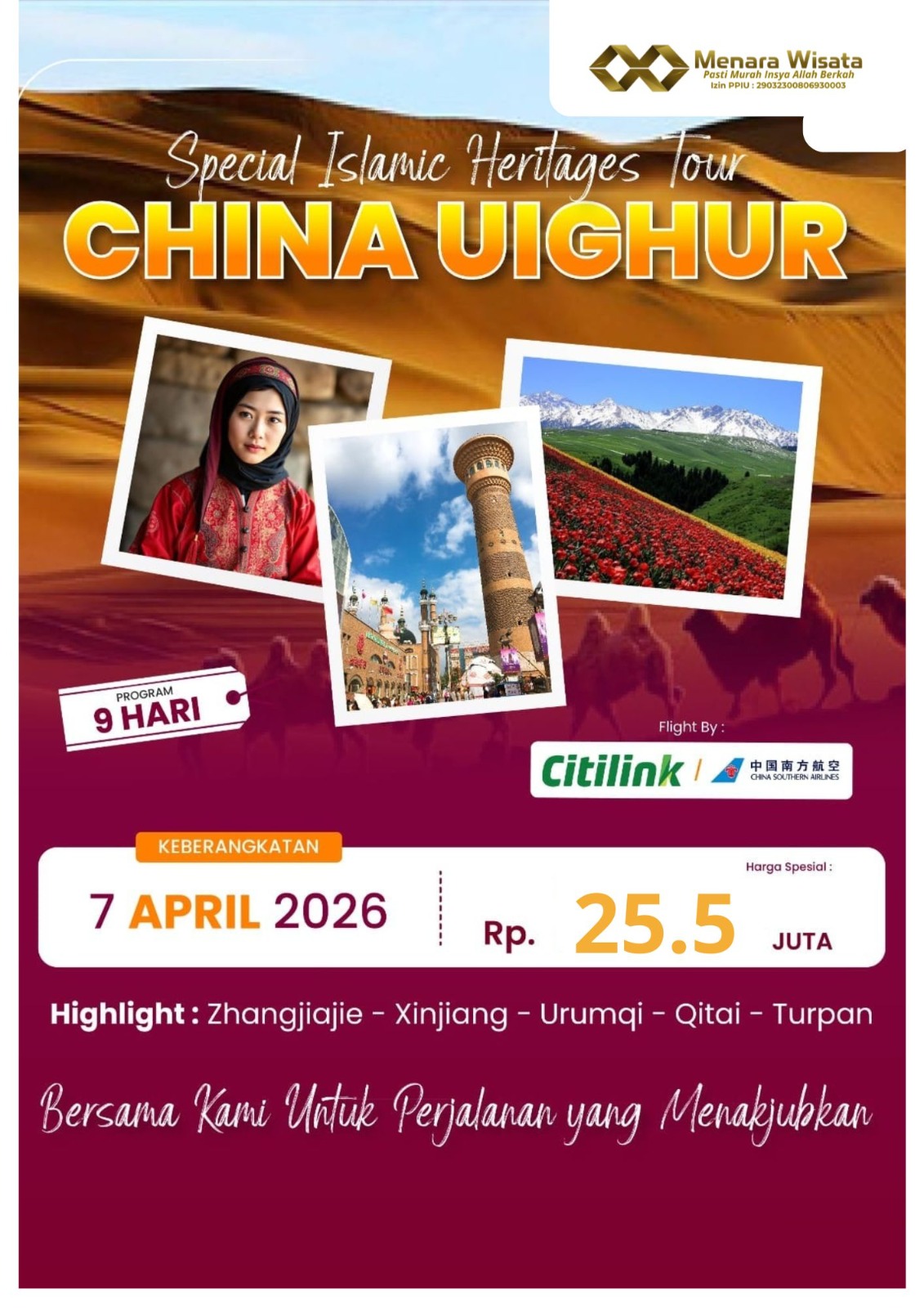 WISATA HALAL CHINA UIGHUR 9 HARI APRIL 2026